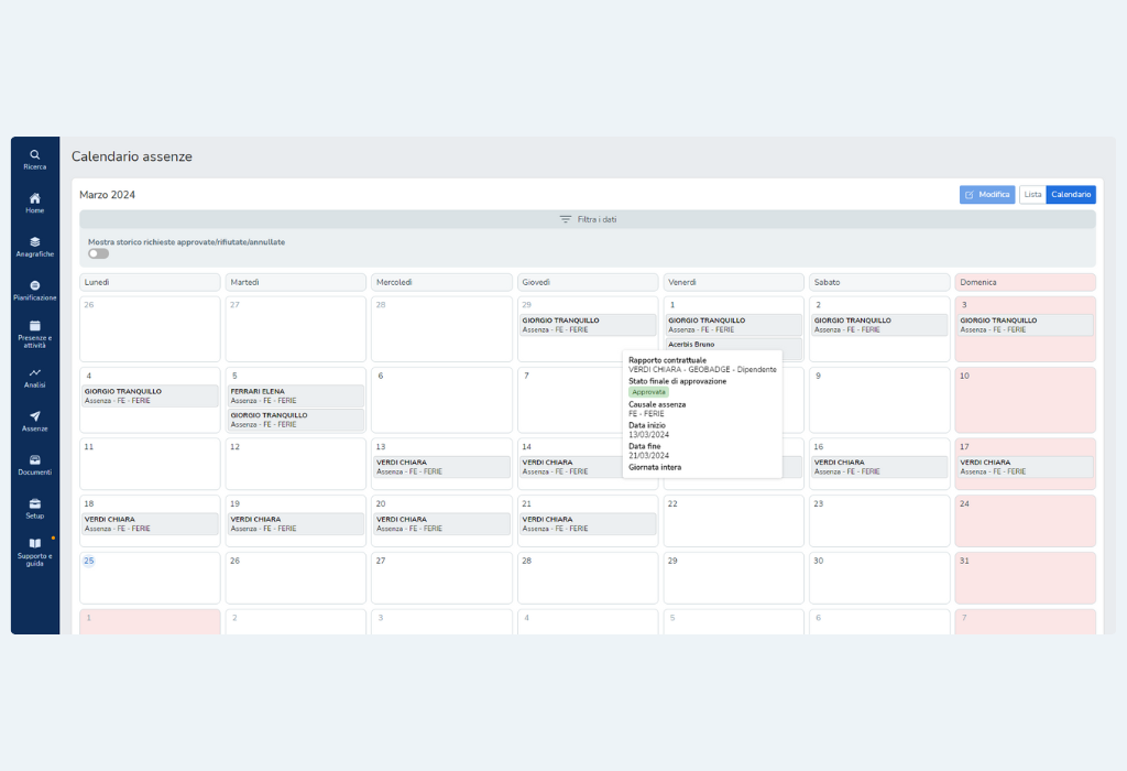 calendario assenze